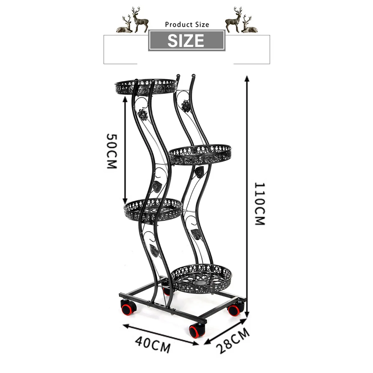 5 Tiers Iron Flower Rack Plant Stand Multi Flower Stand Shelves 40x28cx110cm for Bonsai Display Shelf Yard Garden Patio Balcony
5 Tiers Iron Flower Rack Plant Stand Multi Flower Stand Shelves 40x28cx110cm for Bonsai Display Shelf Yard Garden Patio Balcony