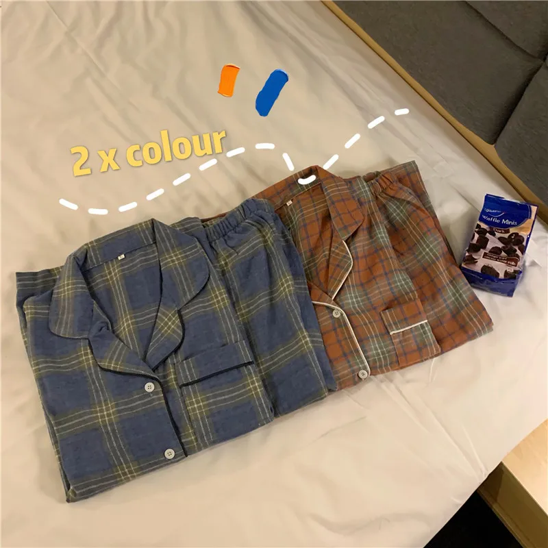 Classical Plaid Cotton Unisex Pajamas Women Men Autumn Winter Korean Couple Style Comfortable Long-sleeved Lapel Pijama Mujer
Classical Plaid Cotton Unisex Pajamas Women Men Autumn Winter Korean Couple Style Comfortable Long-sleeved Lapel Pijama Mujer