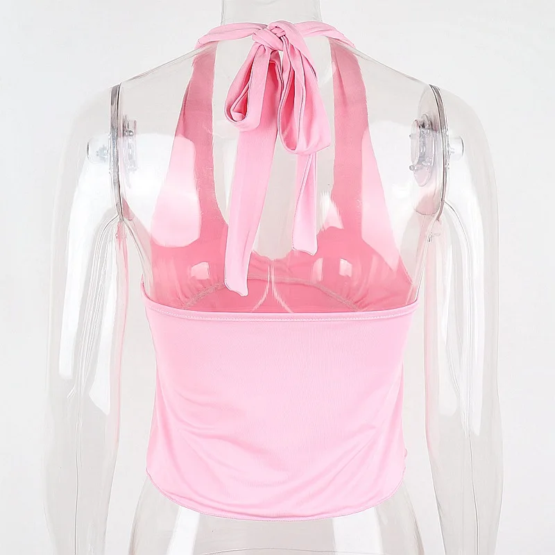 Bandage Halter Neck Cami Top Female Vest V-Neck Sleeveless Crop Top Backless Y2K Pink Cute Top Sexy Womens Clothing 2020
Bandage Halter Neck Cami Top Female Vest V-Neck Sleeveless Crop Top Backless Y2K Pink Cute Top Sexy Womens Clothing 2020