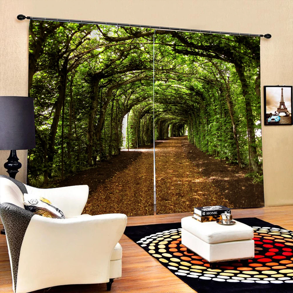 

Custom arched forest curtains 3D Blackout Curtains For Living room Bedding room Drapes Cotinas para sala