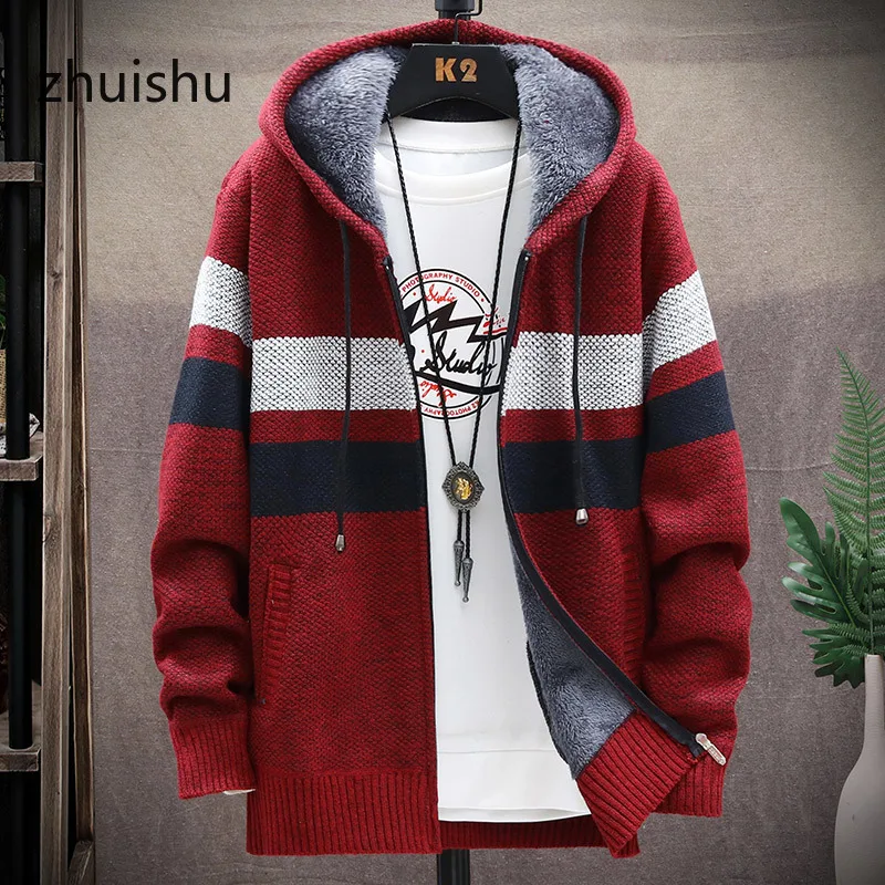 zhuishu 2020 winter Keep warm Male Cardigan Sweaters Men Men's high quality Knitted thicken Mens Coats Hood Male Sweater Casual 
zhuishu 2020 winter Keep warm Male Cardigan Sweaters Men Men's high quality Knitted thicken Mens Coats Hood Male Sweater Casual
