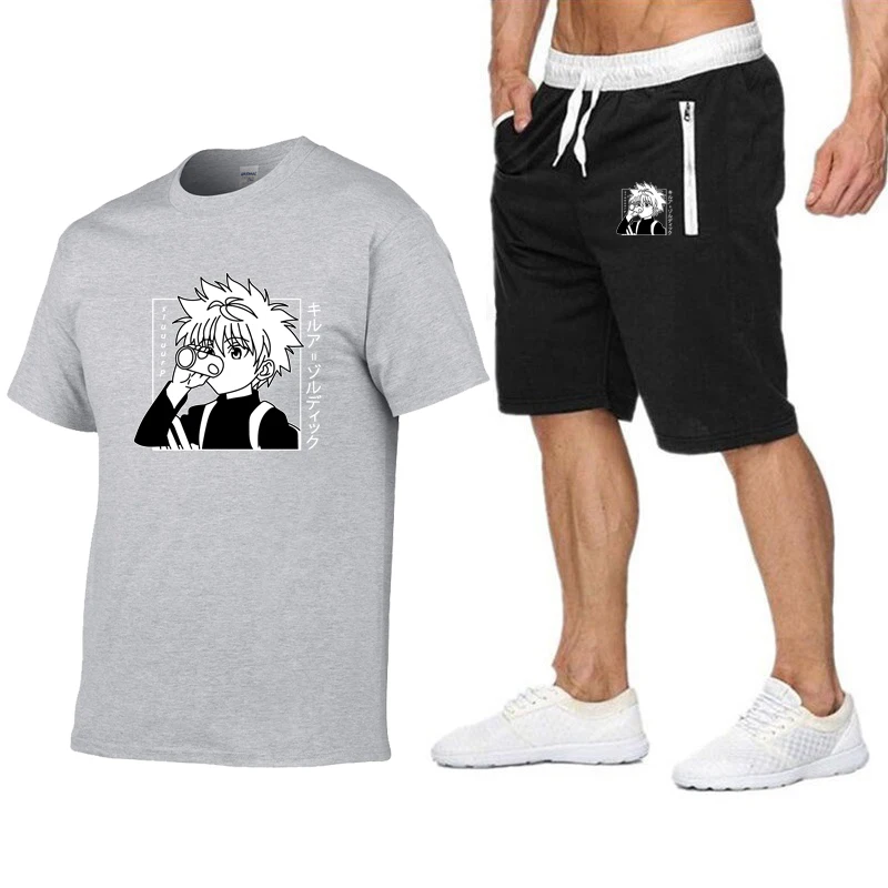 Japanese Anime Hunter X Hunter T-shirts Men's Sets 2021 Summer Beach Shorts+T shirt Set Killua Eyes Killua T-shirt Men Tee Tops
Japanese Anime Hunter X Hunter T-shirts Men's Sets 2021 Summer Beach Shorts+T shirt Set Killua Eyes Killua T-shirt Men Tee Tops