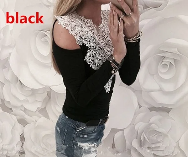 Style T-shirts Tee Top Women Cute Pure Color Casual Tops Womens Sexy O-neck Off Shoulder Autumn Newcute Sexy Lace Stitching
Style T-shirts Tee Top Women Cute Pure Color Casual Tops Womens Sexy O-neck Off Shoulder Autumn Newcute Sexy Lace Stitching