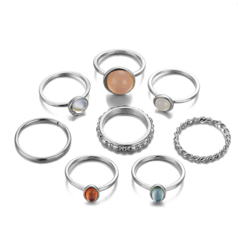 New European and American Retro Colored Gemstone Metal Neutral Fashion Geometric Contrast Ring Set Luxury Trendy Jewelry
New European and American Retro Colored Gemstone Metal Neutral Fashion Geometric Contrast Ring Set Luxury Trendy Jewelry