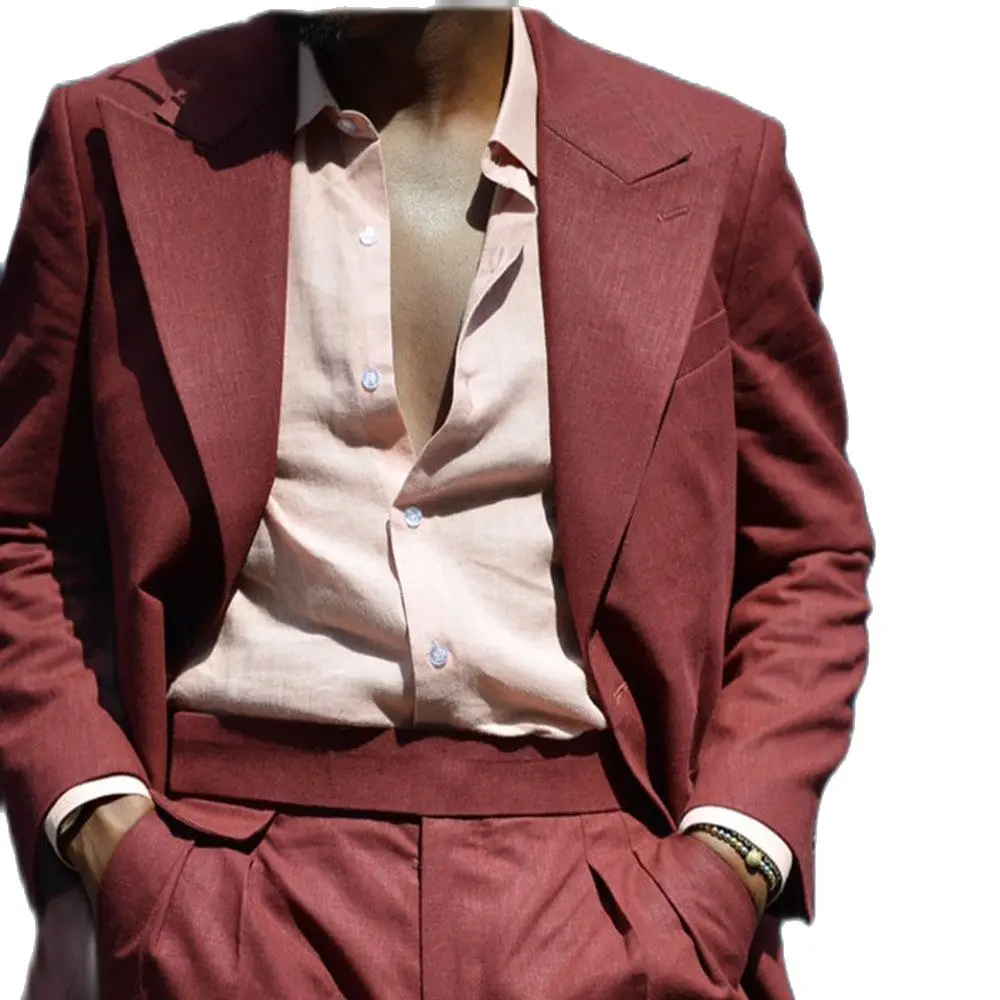 Casual Men’s Suits Sets Peaked Lapel Burgundy Blazer Trousers Custom Made Tuxedo Party Wear Wedding Clothing 2Pcs Jacket Pants
Casual Men’s Suits Sets Peaked Lapel Burgundy Blazer Trousers Custom Made Tuxedo Party Wear Wedding Clothing 2Pcs Jacket Pants