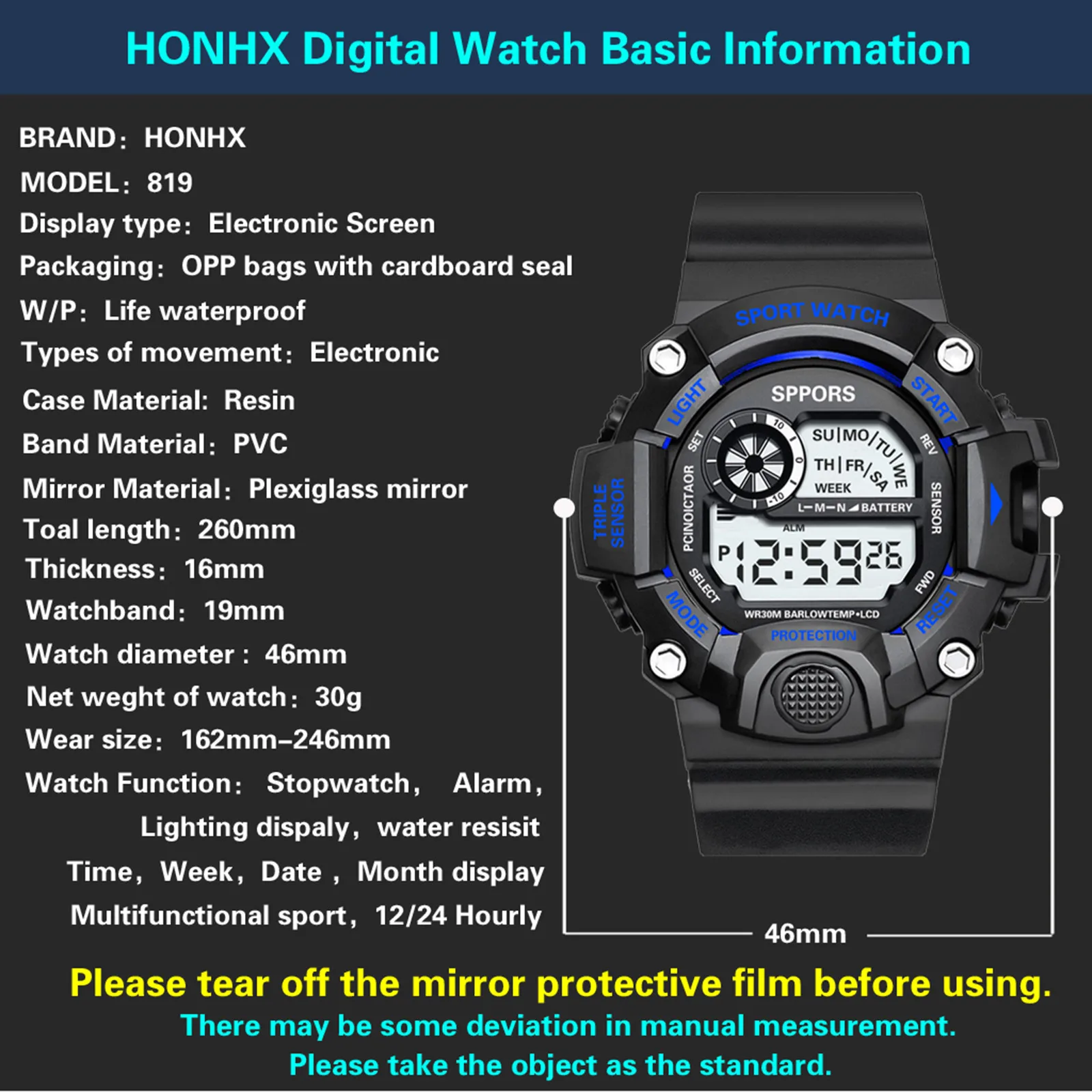 Sport Watch Men and Women Universal Watch Multifunction Waterproof Digital Wrist Clock Outdoor Fitness Watch Reloj Hombre homme
Sport Watch Men and Women Universal Watch Multifunction Waterproof Digital Wrist Clock Outdoor Fitness Watch Reloj Hombre homme