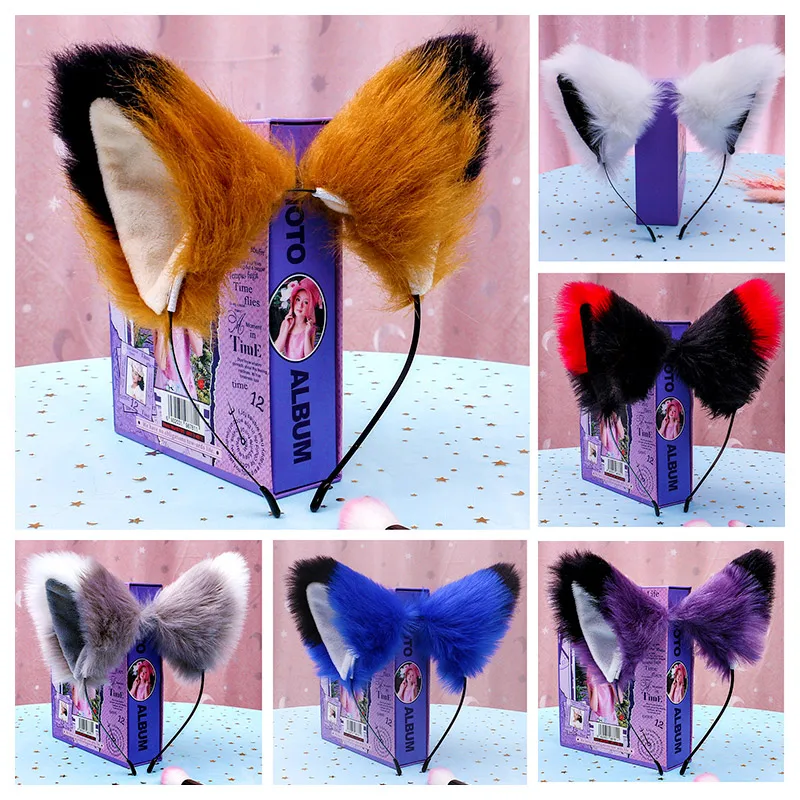 

Maid Animal Beast Ear Headwear Hair Hoop Props Simulation Anime Cosplay Cute Plush Cat Fox Ears KC Headband Hair Accessories