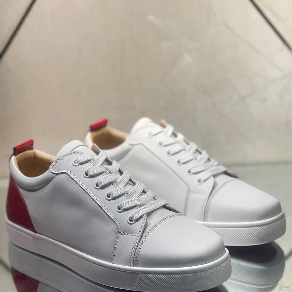 Low Top New White Genuine Leather Red Patent Red Bottom Shoes For Men Casual Flats Loafers Wedding Shoes Sneaker Women No Spikes
Low Top New White Genuine Leather Red Patent Red Bottom Shoes For Men Casual Flats Loafers Wedding Shoes Sneaker Women No Spikes