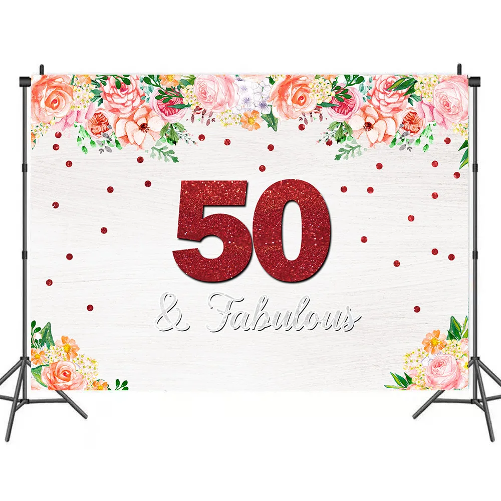Happy 50th Birthday Beautiful Flowers Fabulous Backdrops Photo Background House Decorations for Mom Photography Props
Happy 50th Birthday Beautiful Flowers Fabulous Backdrops Photo Background House Decorations for Mom Photography Props