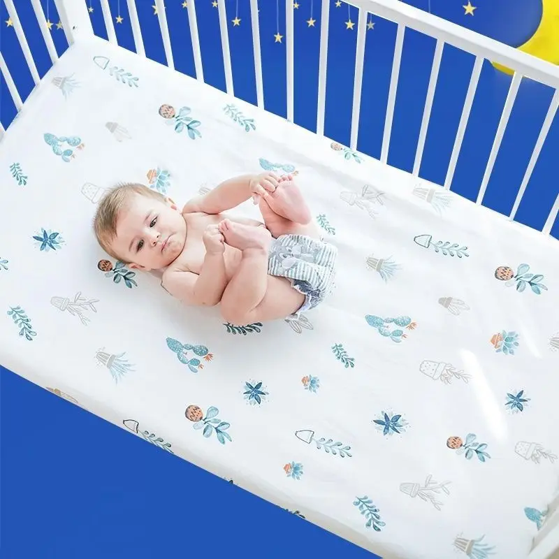 

100% Organic Cotton Crib Fitted Bed Sheets 130x70cm Soft Baby Bed Cover Baby Bed Mattress Protectors for Baby Cribs Cots