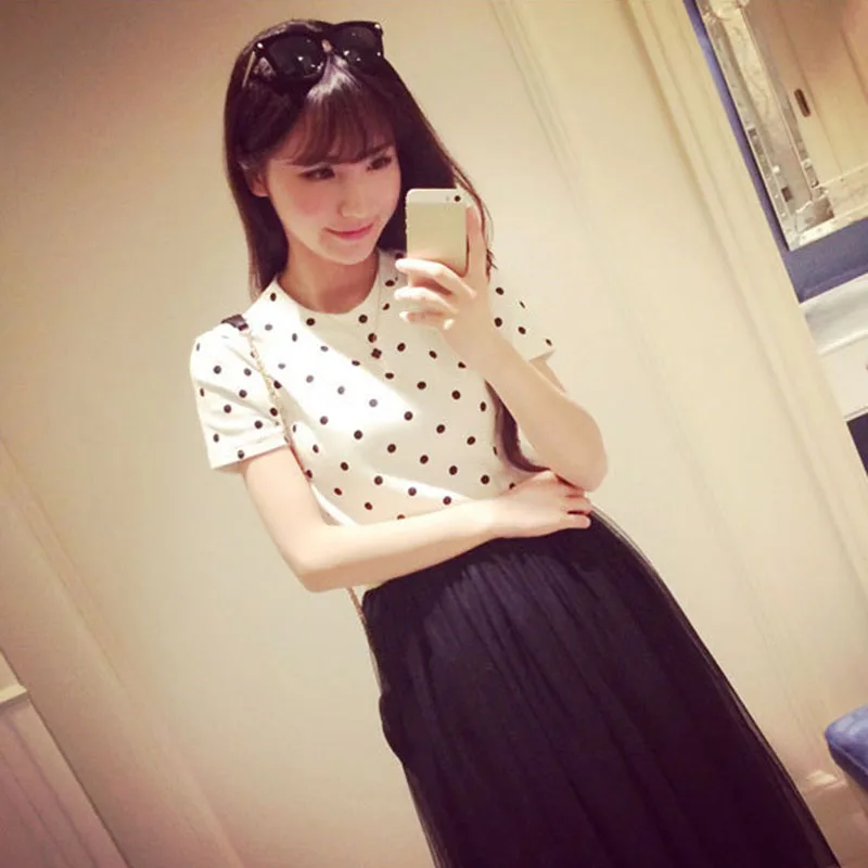 Simple Crewneck Tshirt Cute Polka Dot Short Sleeve T-shirt 2021 Summer Tight White T Shirt Harajuku Japan And Korea Streetwear 
Simple Crewneck Tshirt Cute Polka Dot Short Sleeve T-shirt 2021 Summer Tight White T Shirt Harajuku Japan And Korea Streetwear
