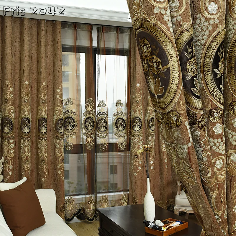Chenille Embroidered Curtains High Shading European Style Embroidered Screen Curtains For Living Room Bedroom 
Chenille Embroidered Curtains High Shading European Style Embroidered Screen Curtains For Living Room Bedroom