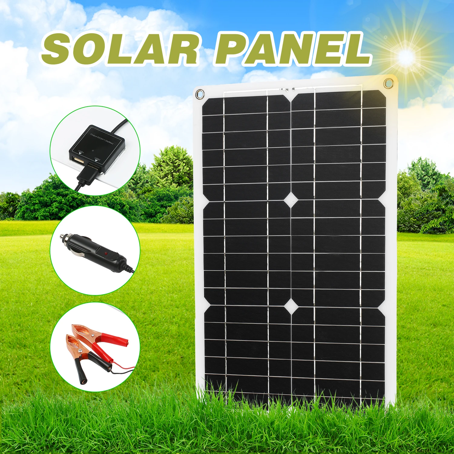 18W 12V Solar Panel Kit Dual USB Port Off Monocrystalline Module with Solar Charge Controller SAE Connection Cable Kits
18W 12V Solar Panel Kit Dual USB Port Off Monocrystalline Module with Solar Charge Controller SAE Connection Cable Kits