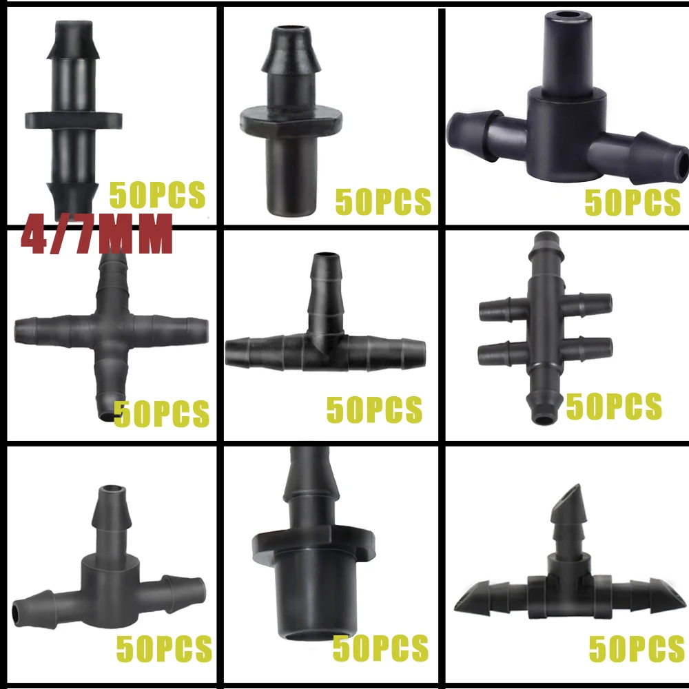 50 Pcs 1/4 Inch Barb 2-Way/ Tee / 4-Way/ 6-Way Connector In Garden Water Sprinkler Irrigation Drip System For 4mm/7mm Hose
50 Pcs 1/4 Inch Barb 2-Way/ Tee / 4-Way/ 6-Way Connector In Garden Water Sprinkler Irrigation Drip System For 4mm/7mm Hose