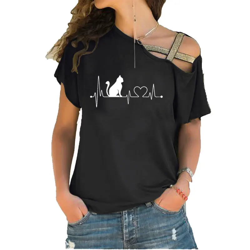 Pet Cat Heartbeat Lifeline Printing T-Shirt Summer Women Irregular Skew Cross Bandage Tops Tee
Pet Cat Heartbeat Lifeline Printing T-Shirt Summer Women Irregular Skew Cross Bandage Tops Tee