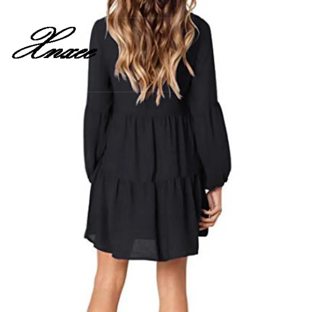 Xnxee 2020 New Fashion Women Autumn Solid Dress Lantern Long Sleeve casual V-Neck Draped Knee-Length Dress
Xnxee 2020 New Fashion Women Autumn Solid Dress Lantern Long Sleeve casual V-Neck Draped Knee-Length Dress