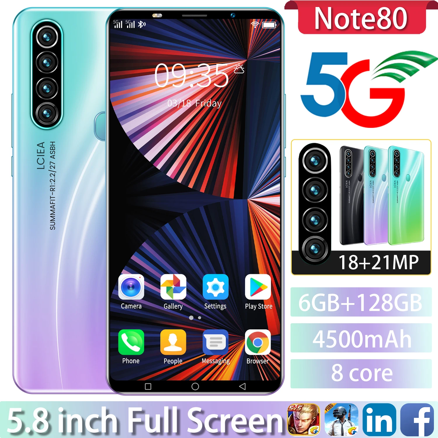 New Arrival Cheap Phone Note80 MTK6898 8 Core 6+128G 5.8Inch Smartphone Android 10 4500MAH 5G Dual SIM 18MP+21MP Fingerprint ID 
New Arrival Cheap Phone Note80 MTK6898 8 Core 6+128G 5.8Inch Smartphone Android 10 4500MAH 5G Dual SIM 18MP+21MP Fingerprint ID