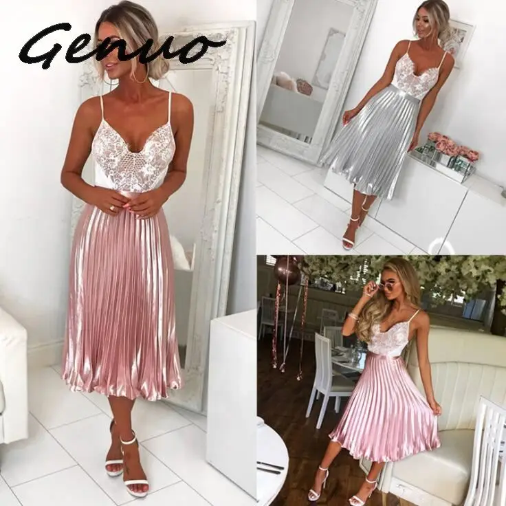 Genuo New Chic 2019 Metallic Pleated Silk Satin Skirt High Waist Womens Summer Skirt Midi Elegant Pink Silver Saia Femme
Genuo New Chic 2019 Metallic Pleated Silk Satin Skirt High Waist Womens Summer Skirt Midi Elegant Pink Silver Saia Femme