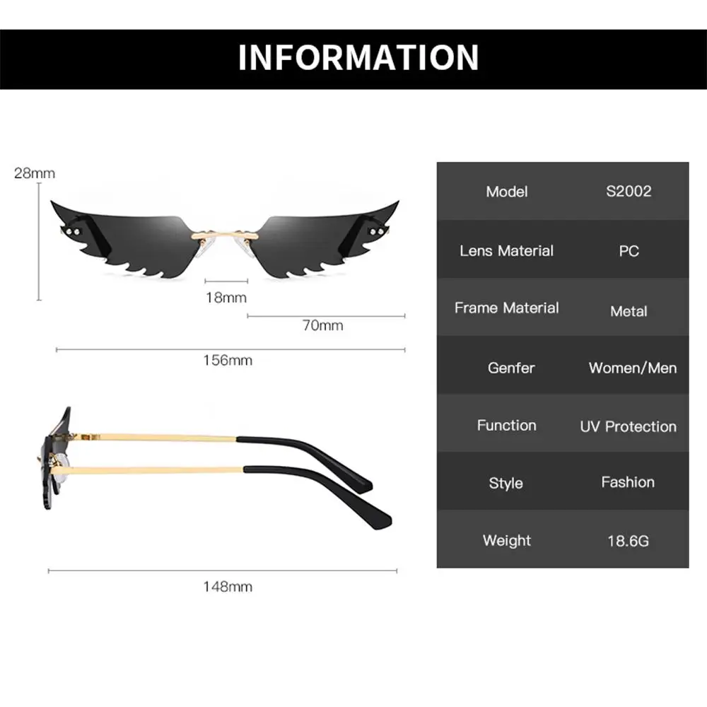 2021 New Fashion Fire Flame Sunglasses Women Men Brand Design Rimless Wave Eyewear Luxury Trending Narrow Sun glasses Streetwear
2021 New Fashion Fire Flame Sunglasses Women Men Brand Design Rimless Wave Eyewear Luxury Trending Narrow Sun glasses Streetwear