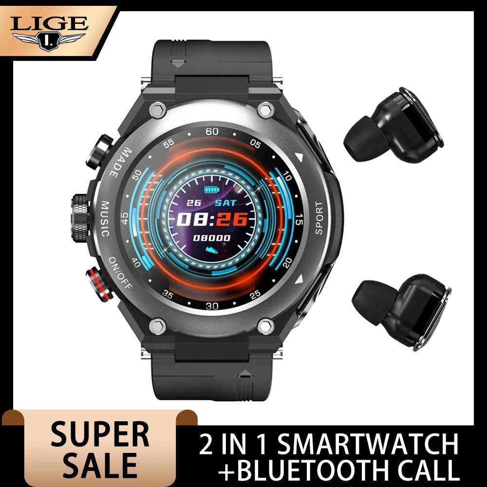 LIGE 2 in 1Smartwatch Men Smart Watch TWS Bluetooth Earphone Call Music Body Temperature Monitor DIY Watch Face Sport Smartwatch
LIGE 2 in 1Smartwatch Men Smart Watch TWS Bluetooth Earphone Call Music Body Temperature Monitor DIY Watch Face Sport Smartwatch