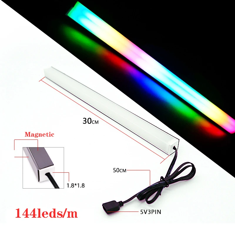 RGB-Лента светодиодная из алюминиевого сплава для компьютера 30 см 5 В/3 контакта |