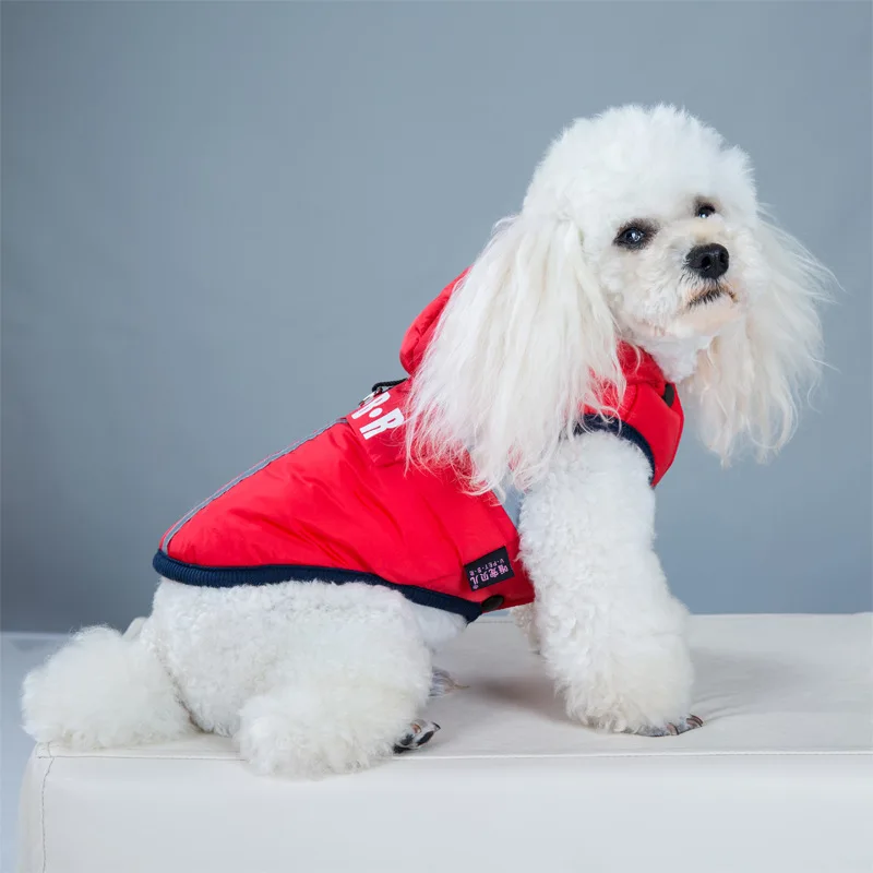 Winter Thickened Plush Warm Cotton Jacket Vest Reflective Dog Solid Color Two Legged Clothes Hooded Dog Coat Pet Supplies
Winter Thickened Plush Warm Cotton Jacket Vest Reflective Dog Solid Color Two Legged Clothes Hooded Dog Coat Pet Supplies
