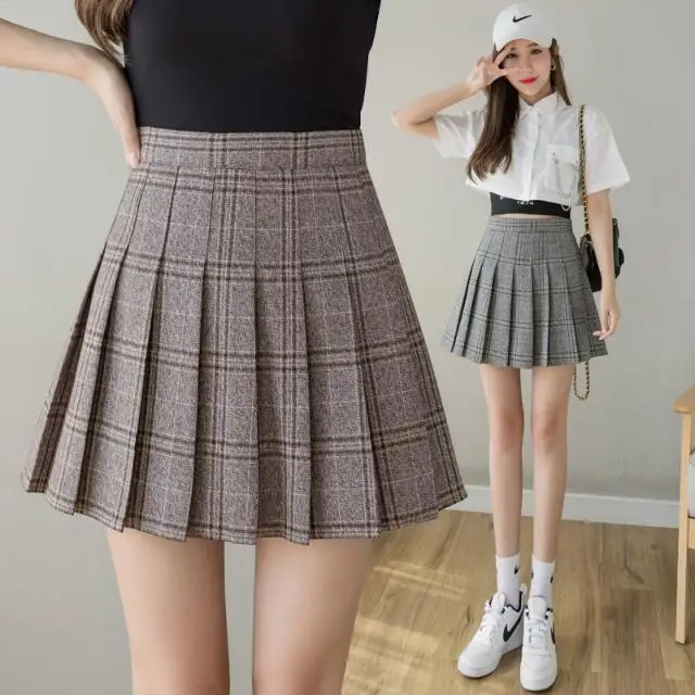 Plaid skirt please spring and summer high waist 2021 new A-shaped short children Sexy miniskirt | Женская одежда