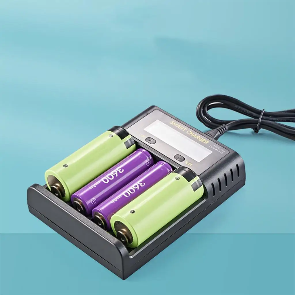 Зарядное устройство для аккумуляторов, 4 слота, ЖК-экран, 5 В/2 А, пластиковый USB-кабель, черный чехол для зарядки литий-ионных аккумуляторов ...
Зарядное устройство для аккумуляторов, 4 слота, ЖК-экран, 5 В/2 А, пластиковый USB-кабель, черный чехол для зарядки литий-ионных аккумуляторов ...