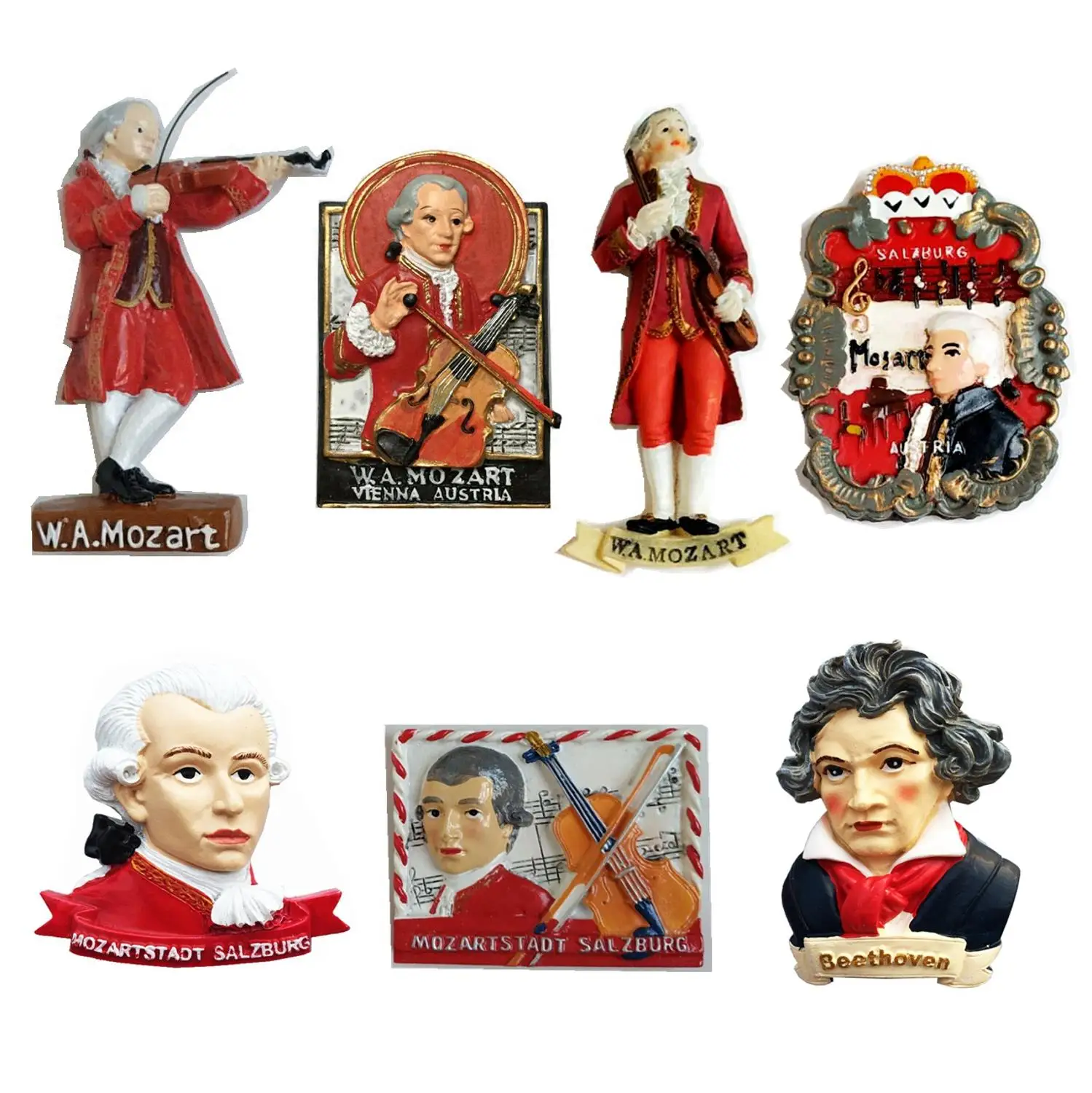 

New Handmade Painted Austria Vienna Musicians Mozart 3D Fridge Magnets Tourism Souvenirs Refrigerator Magnetic Stickers Gift