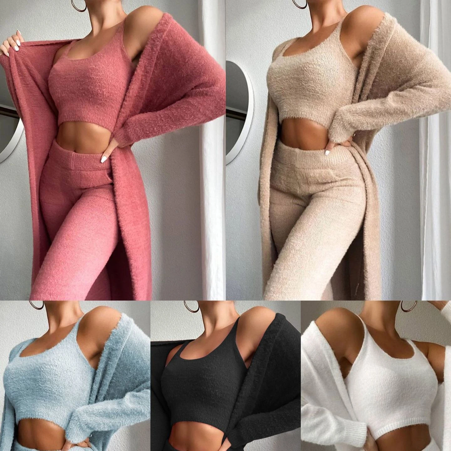 Nowsaa Spring Autumn Women Sexy 3 Piece Sets Homewear Cardigan Crop Top Pants Suit Vintage Long Sleeve Winter Casual Outfits 
Nowsaa Spring Autumn Women Sexy 3 Piece Sets Homewear Cardigan Crop Top Pants Suit Vintage Long Sleeve Winter Casual Outfits