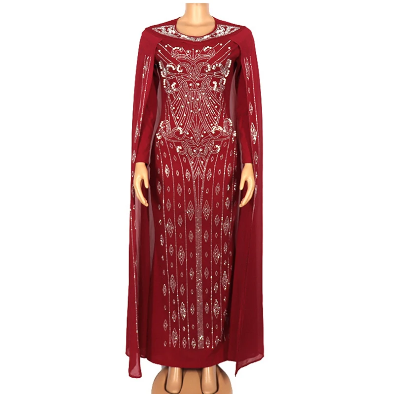Night Club Dress Elegant Beads Chiffon Long-Sleeved Diamond Bodycon Party Dresses with Shawl Robe African Traditional Clothing
Night Club Dress Elegant Beads Chiffon Long-Sleeved Diamond Bodycon Party Dresses with Shawl Robe African Traditional Clothing