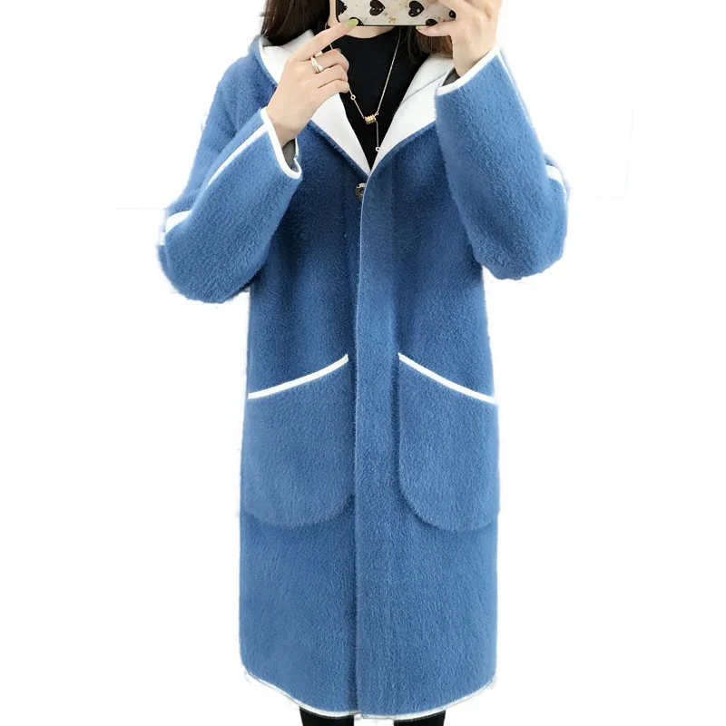 Imitation Mink Cashmere Coat Women Cardigan Knit 2019 Autumn Thick Loose Sweater Coat Hooded Double sided Casual Sweater
Imitation Mink Cashmere Coat Women Cardigan Knit 2019 Autumn Thick Loose Sweater Coat Hooded Double sided Casual Sweater