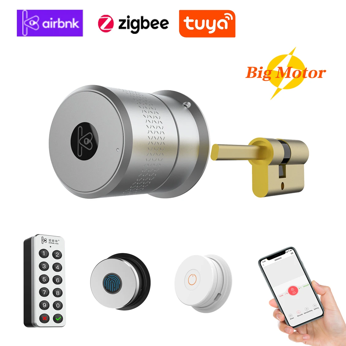 Smart Remote Control Airbnk M521 Automatic EU Cylinder Lock Big Motor Power tuya smart lock door keyless fingerprint
Smart Remote Control Airbnk M521 Automatic EU Cylinder Lock Big Motor Power tuya smart lock door keyless fingerprint