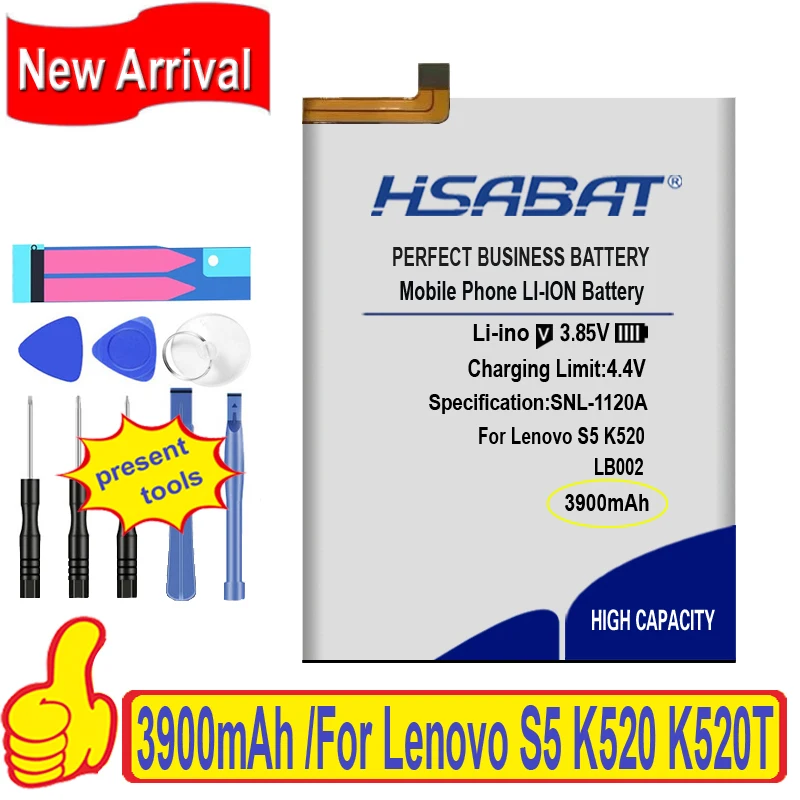 Фирменный аккумулятор LB002 3900 мАч для Lenovo S5 K520 K520T аккумуляторы + Бесплатный