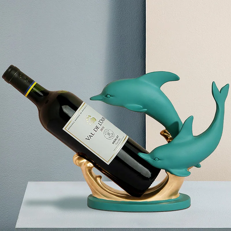 

Dolphin Wine Rack Decoration Furnishings Home Decoration Wine Cabinet Display Prop Creative Modern Wine Holder Housewarming Gift