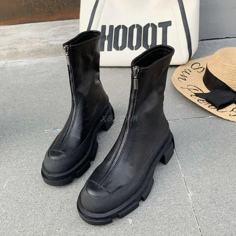 Fashion Front Zipper Chelsea Boots White Black Pink Real Leather Thick Sole Platform Boots Female Ankle Boots Autumn Winter Shoe
Fashion Front Zipper Chelsea Boots White Black Pink Real Leather Thick Sole Platform Boots Female Ankle Boots Autumn Winter Shoe