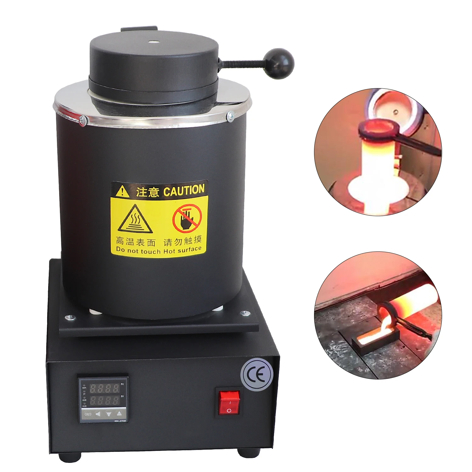 

1/2/3KG 1400W 2000F Digital Electric Melting Furnace with Graphite Crucible for Melt Scrap,Silver,Gold,Copper, Aluminum 110/220V