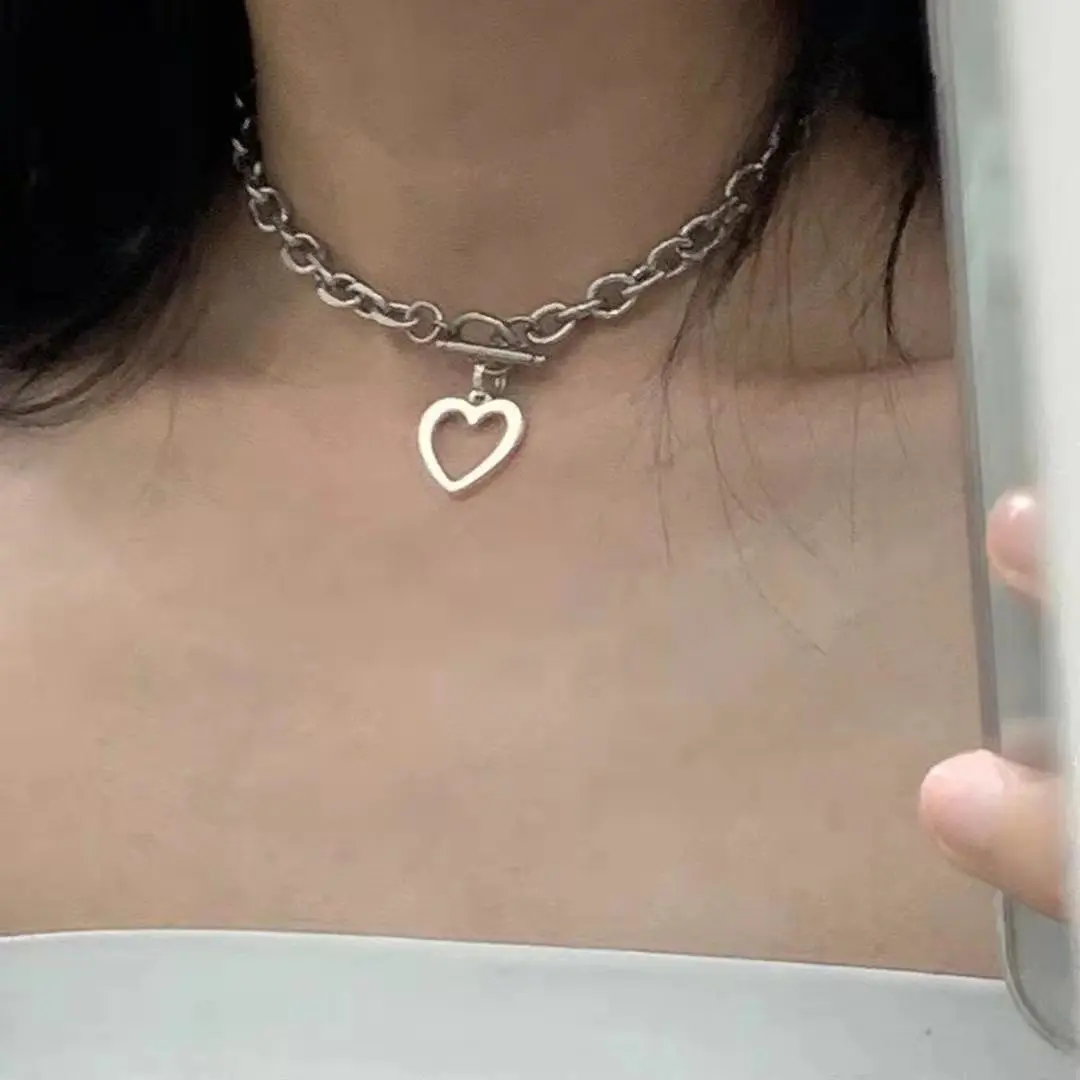 Hollow Heart Link Chain Choker Necklaces for Women Golden Necklace Statement Jewelry Party Gift Girls | Украшения и аксессуары