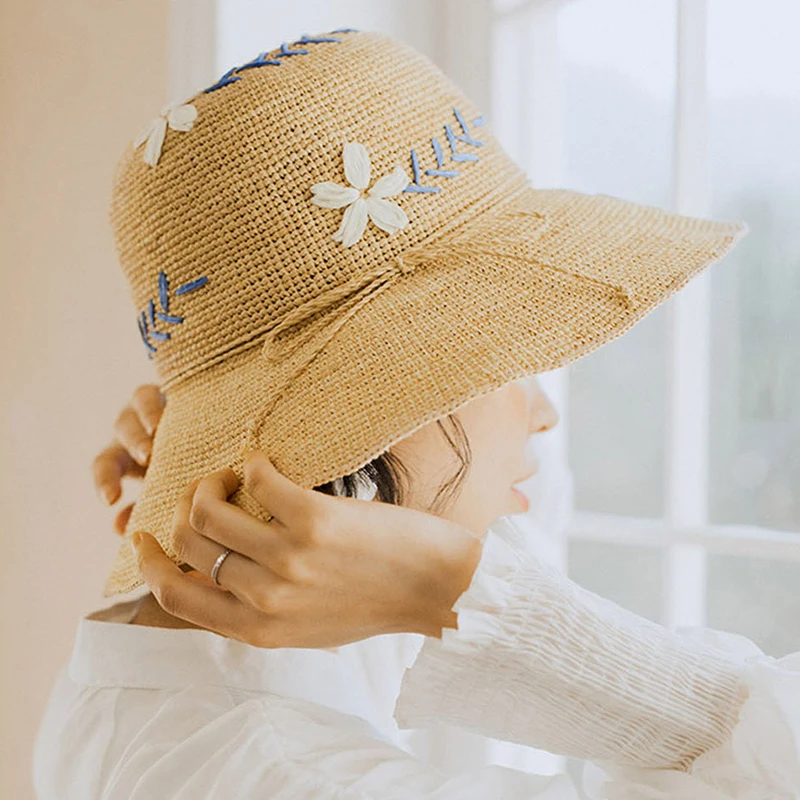 Embroidered Flower Sun Hat Big Brim Foldable Bucket Cap Women Summer Beach Sun Visor Straw Hat UV Protection Fishermen Hats 2021 
Embroidered Flower Sun Hat Big Brim Foldable Bucket Cap Women Summer Beach Sun Visor Straw Hat UV Protection Fishermen Hats 2021