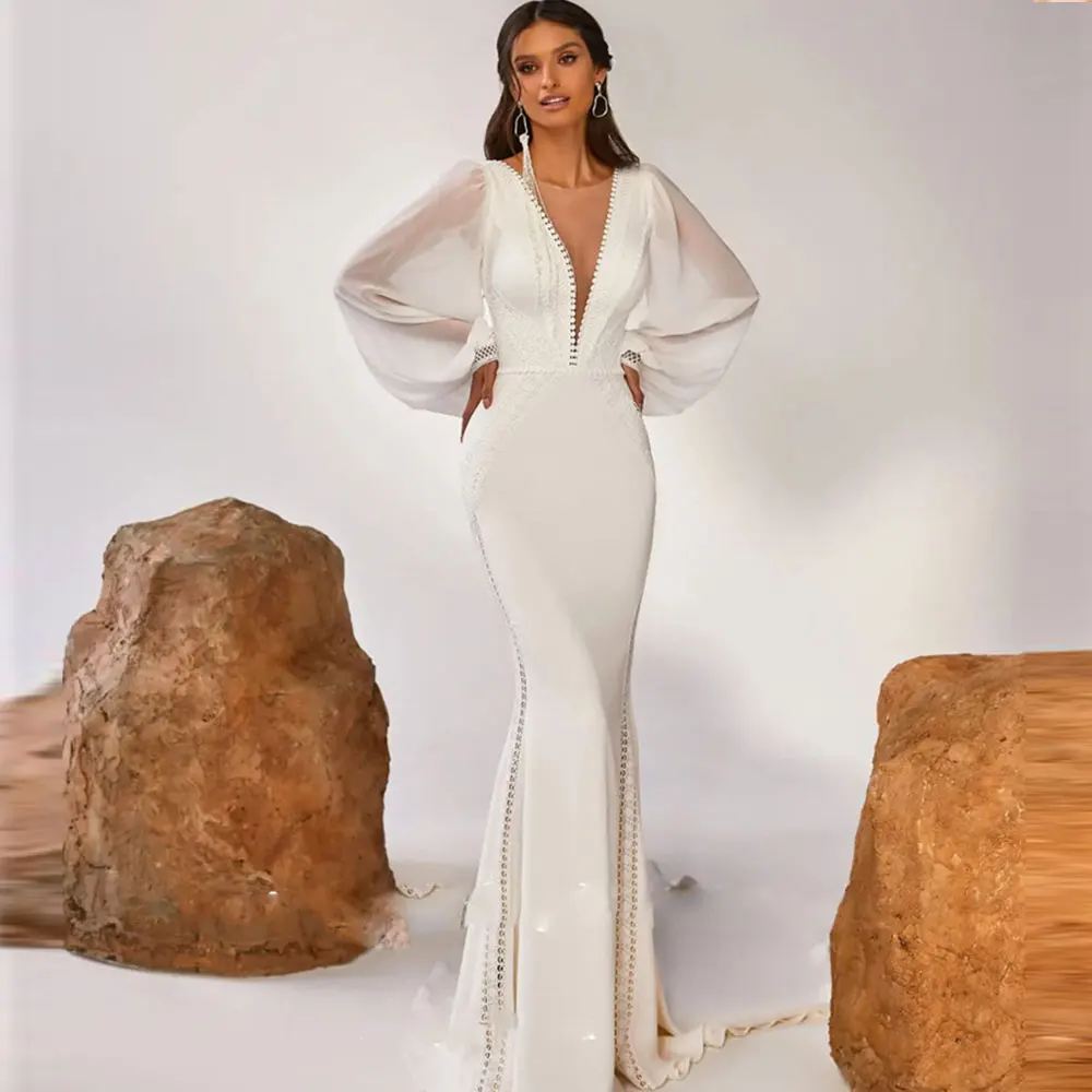 Boho Mermaid Lace Bridal Gown For Women Sweetheart Strapless V-neck Sleeveless Halter Wedding Dress Sexy Ba vestidos de novia
Boho Mermaid Lace Bridal Gown For Women Sweetheart Strapless V-neck Sleeveless Halter Wedding Dress Sexy Ba vestidos de novia