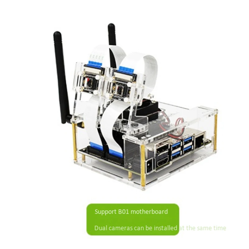 Suitable for Jetson Nano B01 Developer Kit Acrylic Case, with Cooling Fan, with Lens Holder
Suitable for Jetson Nano B01 Developer Kit Acrylic Case, with Cooling Fan, with Lens Holder
