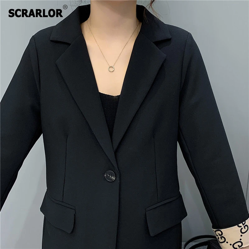 SCRARLOR 2021 New Elegant Ladies Office Black Blazer Women Long Sleeve Spring One Button Jacket Professional Veste Americana
SCRARLOR 2021 New Elegant Ladies Office Black Blazer Women Long Sleeve Spring One Button Jacket Professional Veste Americana