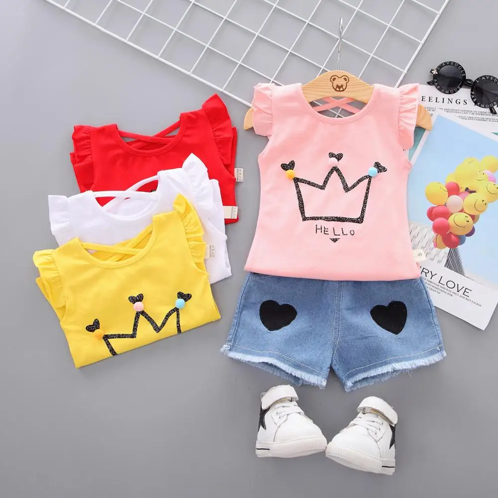 Newborn Clothes Summer Baby Girls Clothes Set T-shirt+Denim Shorts Tracksuit Suit Children Clothes For Kids Outfit 1 2 3 4 Year
Newborn Clothes Summer Baby Girls Clothes Set T-shirt+Denim Shorts Tracksuit Suit Children Clothes For Kids Outfit 1 2 3 4 Year