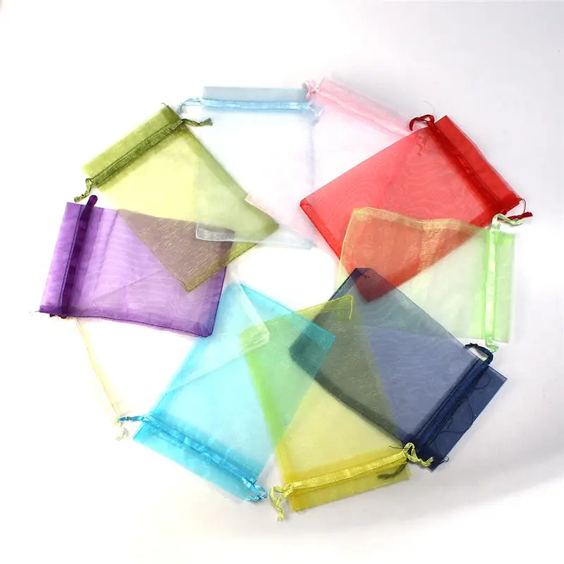

4 PCs Organza Jewelry Bags Drawstring Rectangle Pouches Wedding Party Favor Jewelry Packaging Gift Bag DIY Craft 15cm x 10cm