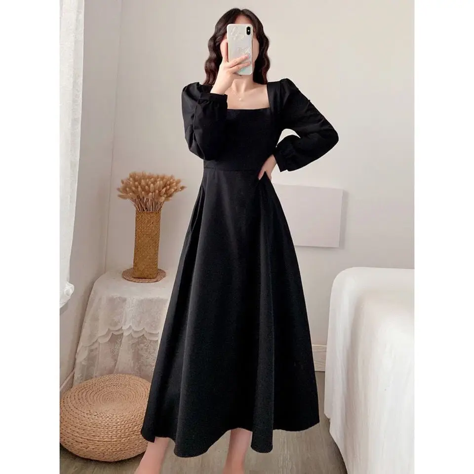 Long Dress Women Solid Elegant French Style Ladies Square Collar Puff Sleeve Drape Dresses High Waist Simple Party Vestidos Chic
Long Dress Women Solid Elegant French Style Ladies Square Collar Puff Sleeve Drape Dresses High Waist Simple Party Vestidos Chic