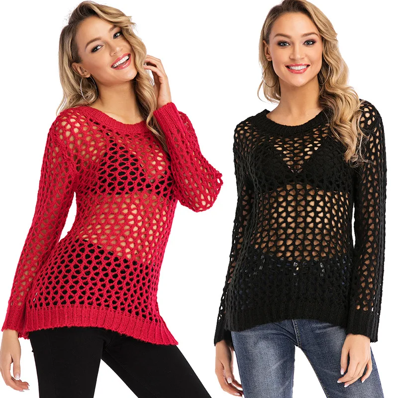 Fashion Sexy Mesh Hollow Sweater Women Pullovers Female Pullover Spring Autumn Perspective Tops Long Sleeve Slim Clothing
Fashion Sexy Mesh Hollow Sweater Women Pullovers Female Pullover Spring Autumn Perspective Tops Long Sleeve Slim Clothing