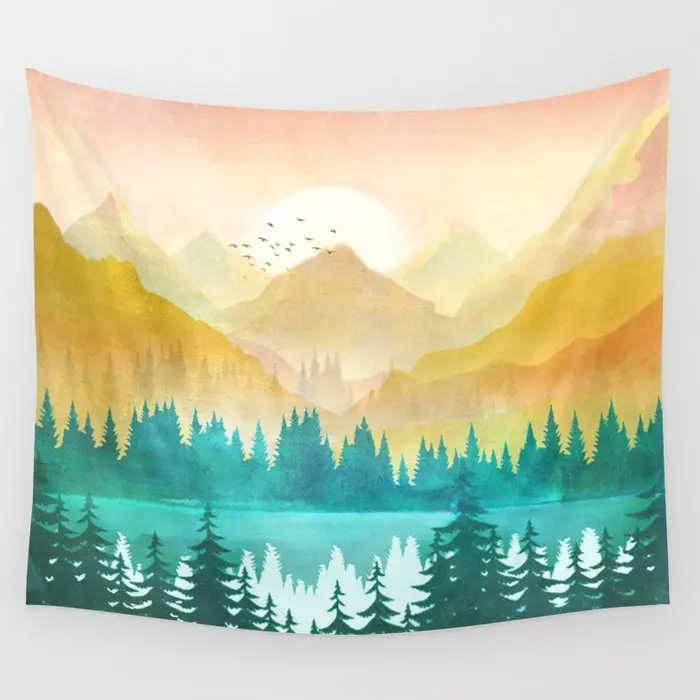 

Summer Mountain Sunrise Wall Tapestry Background Wall Covering Home Decoration Blanket Bedroom Wall Hanging Tapestries