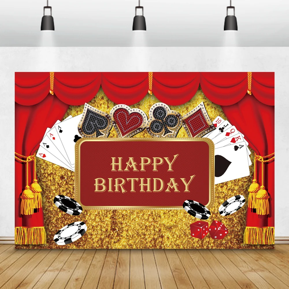 Laeacco день рождения золотые сцены Pokers сито красные шторы волшебный