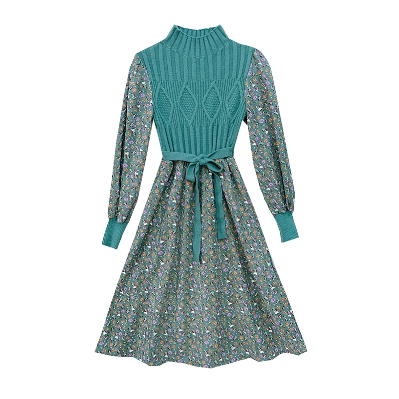 ICHOIX 2020 Autumn Knitted Stitching Floral Long Dress High Waist Gentle Women Retro Dress S-XL Size Female Lantern Sleeve Dress
ICHOIX 2020 Autumn Knitted Stitching Floral Long Dress High Waist Gentle Women Retro Dress S-XL Size Female Lantern Sleeve Dress