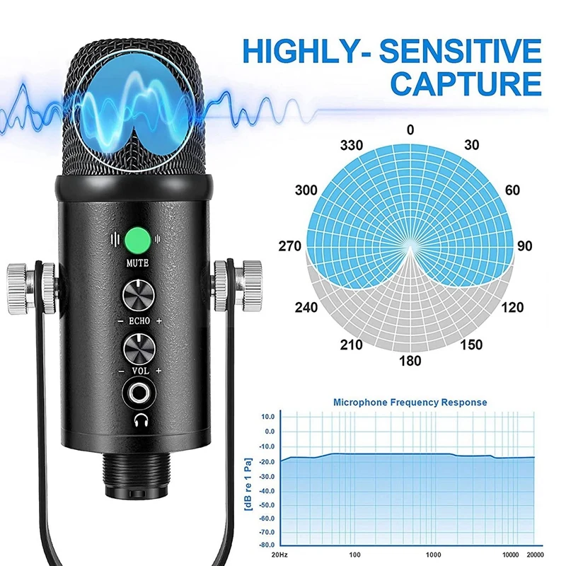USB Microphone,Condenser Recording Microphone with Mute and Echo for Laptop Pc Mac Phone Studio Recording, Broadcast
USB Microphone,Condenser Recording Microphone with Mute and Echo for Laptop Pc Mac Phone Studio Recording, Broadcast